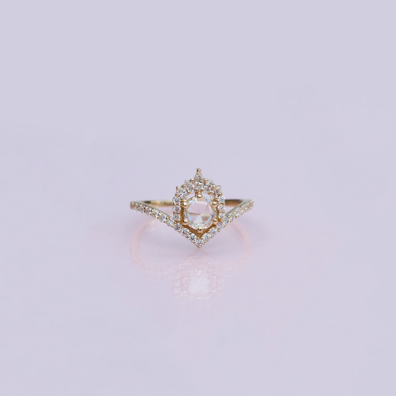  Rose Cut Diamond Ring 14k