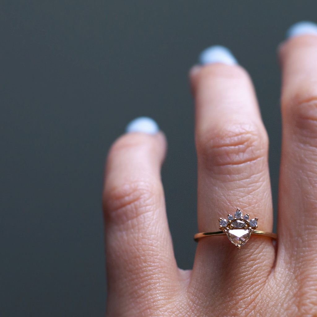 Rose cut pear diamond ring.