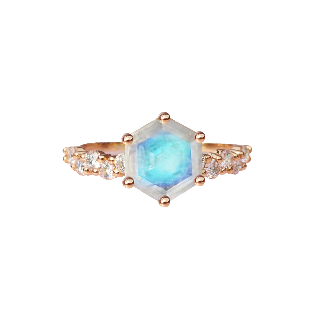 hexagon moonstone ring