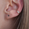 Tiny black diamond earring.