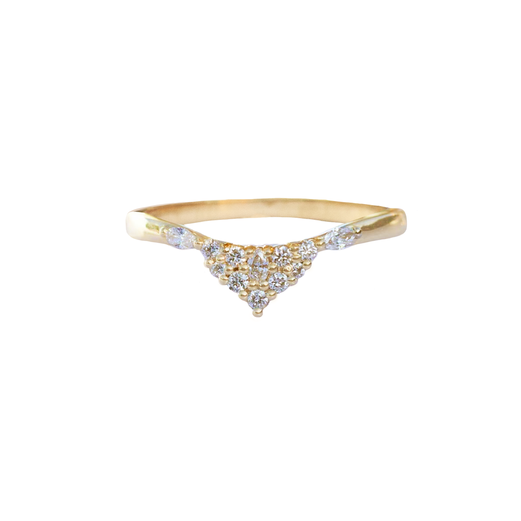 diamond crown wedding band yellow gold