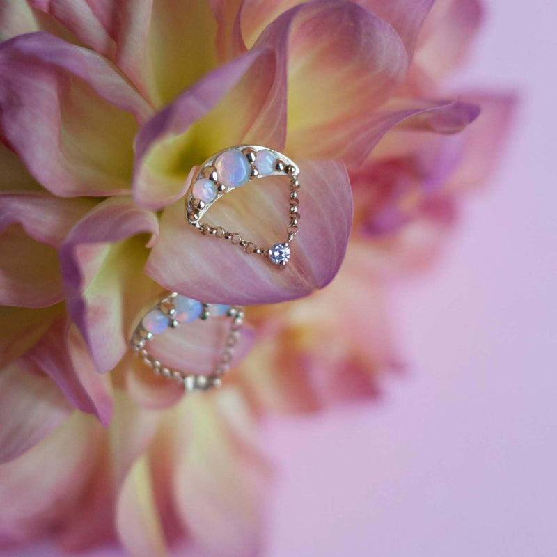 opal earrings in gold