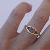 Inspired by the evil eye, split double band everyday gold ring with black diamonds, made in 14k or 18k gold.