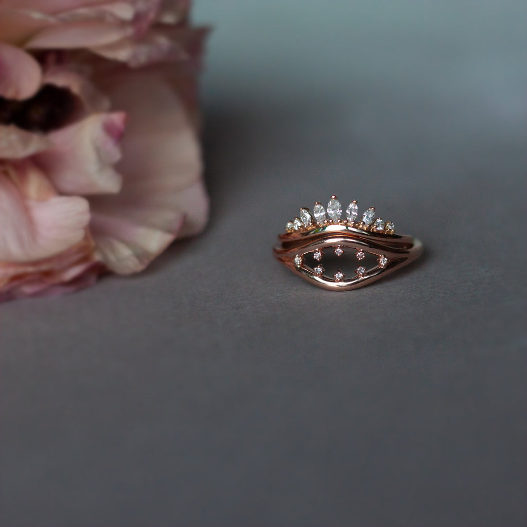 Evil eye ring, made in rose gold.