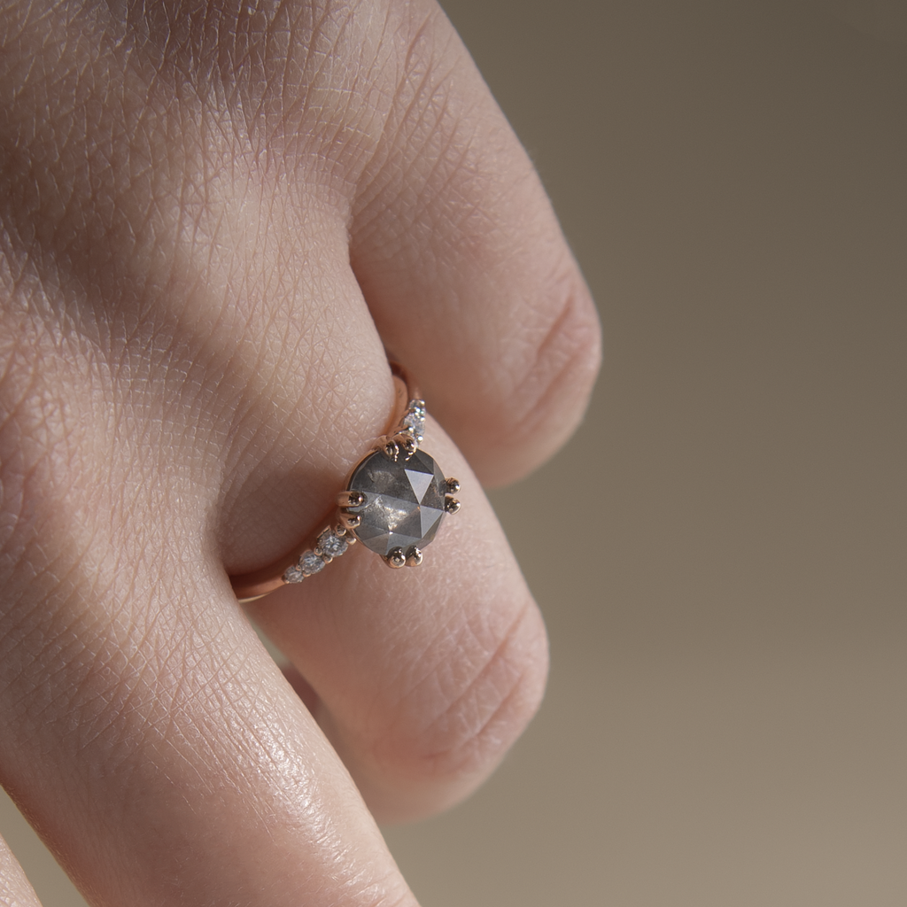 Solitaire engagement ring.