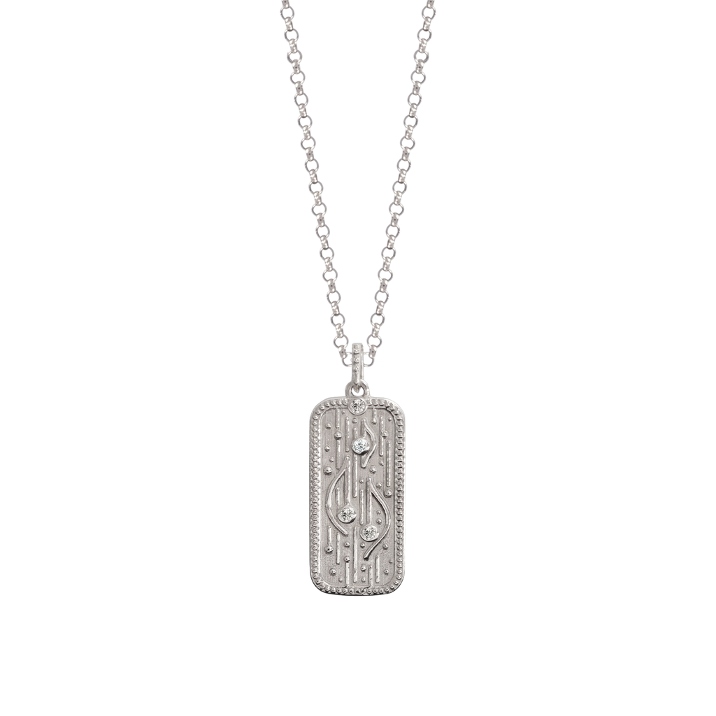 White gold talisman made in 14k.