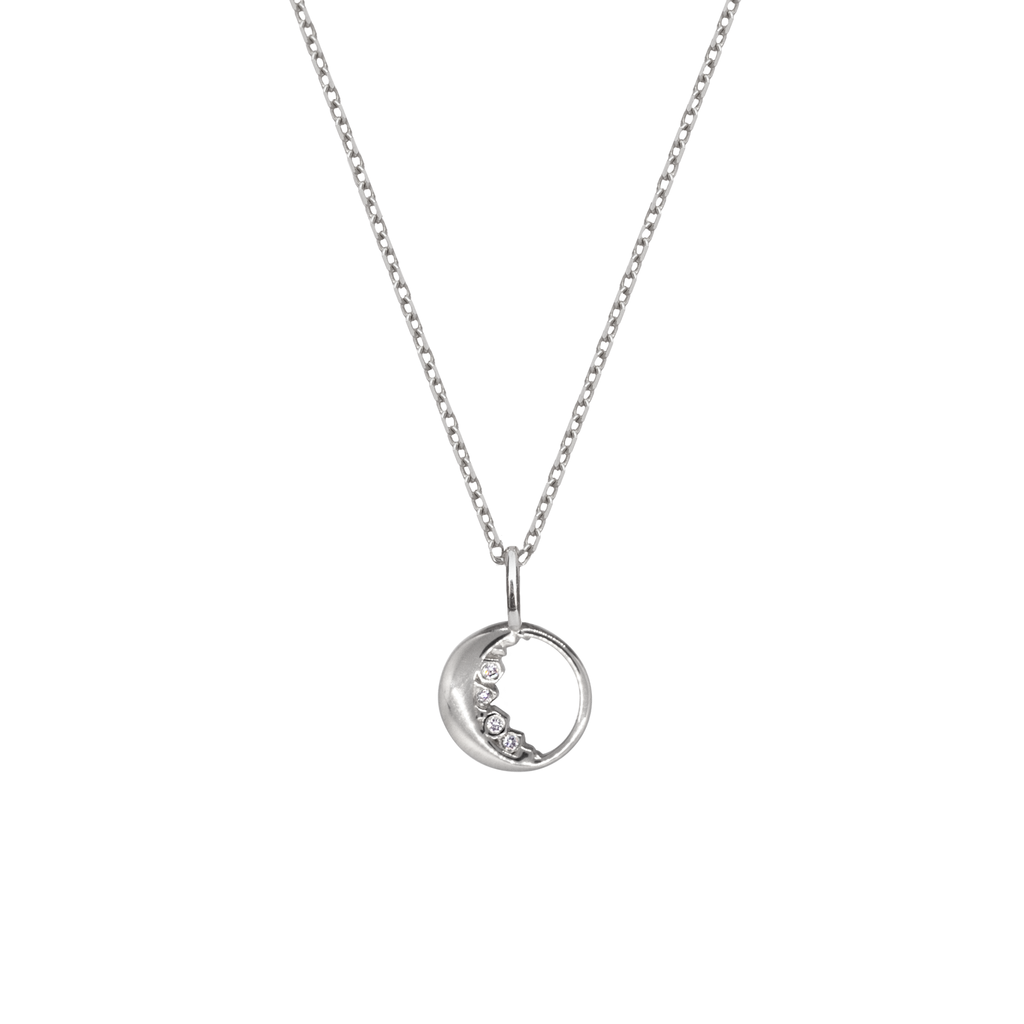 White gold moon charm