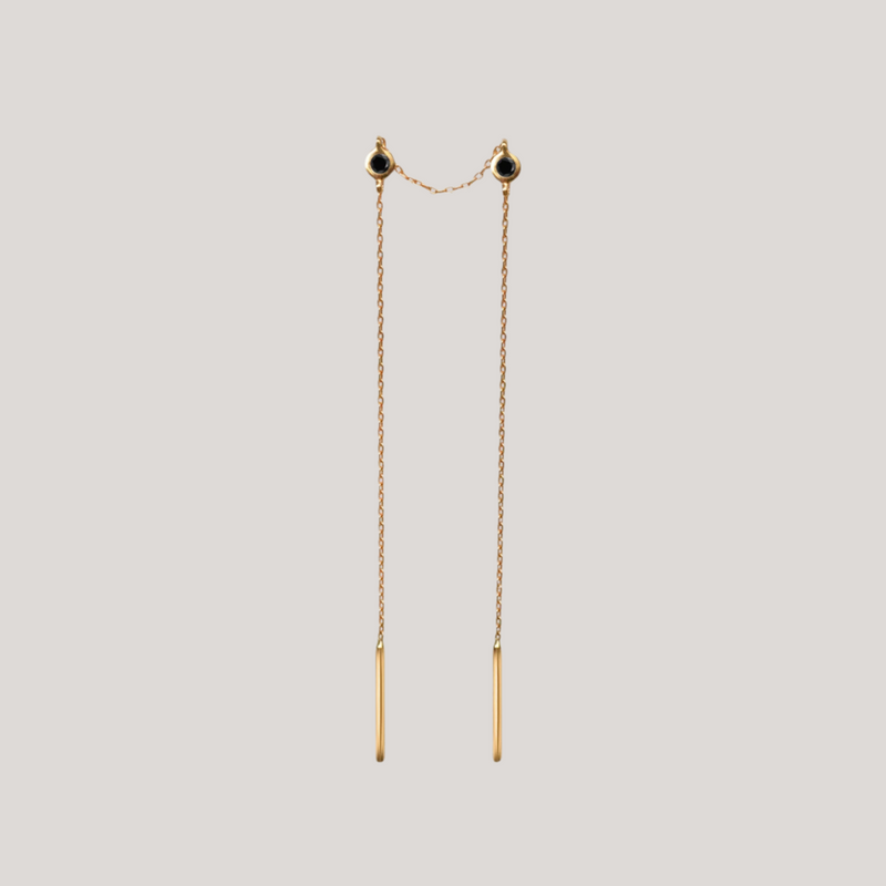 Gold threader earring black diamond