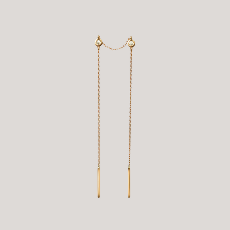 Delicate diamond gold threaders 14K gold.